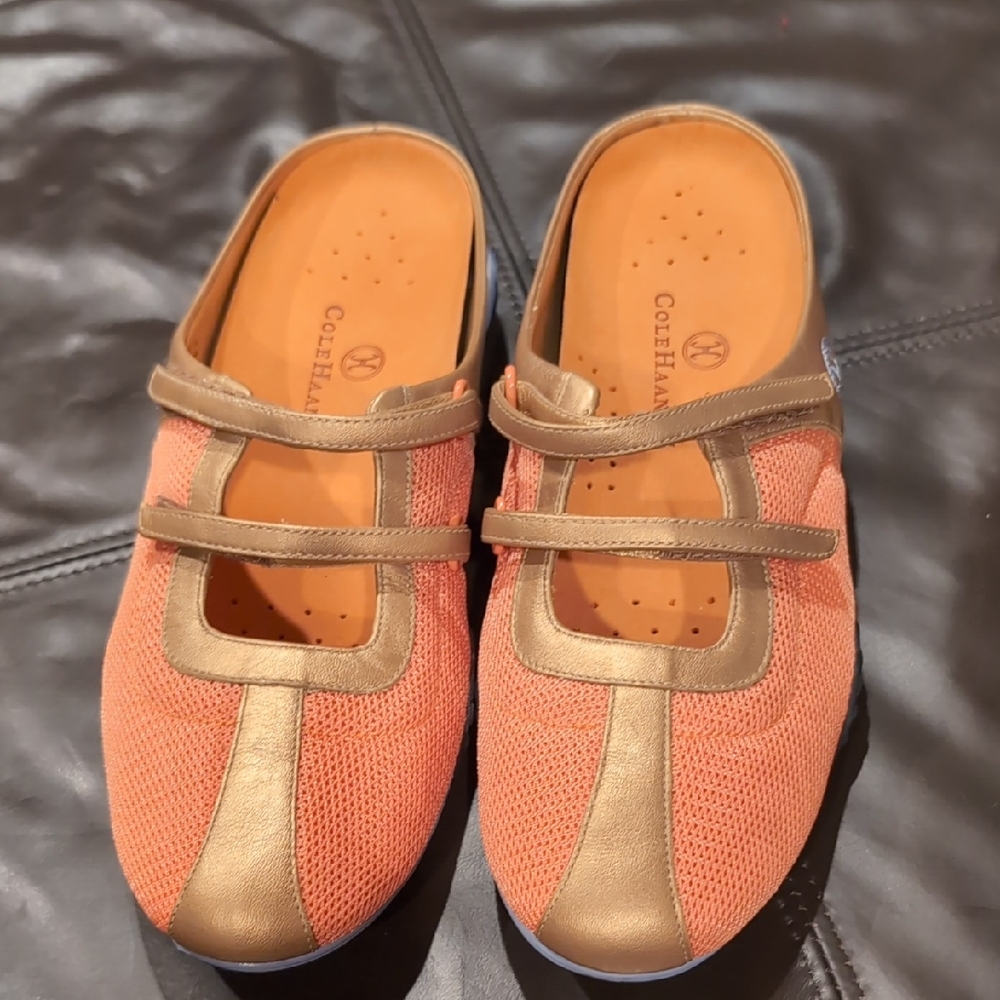 Cole Haan Coral and Bronze Slip-On Shoes